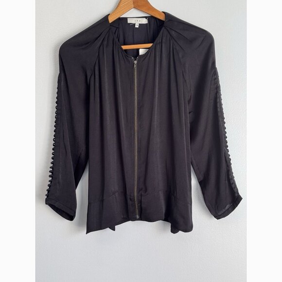 Iro Women’s Iron Blouse Full Zip Size 36 Small Cut Out Sleeve Edgy Quiet Luxury - Picture 3 of 9